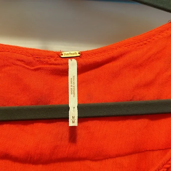 Free People Spell On You Poppy Red Floral Embroidered Peasant Dress Medium - Picture 6 of 10